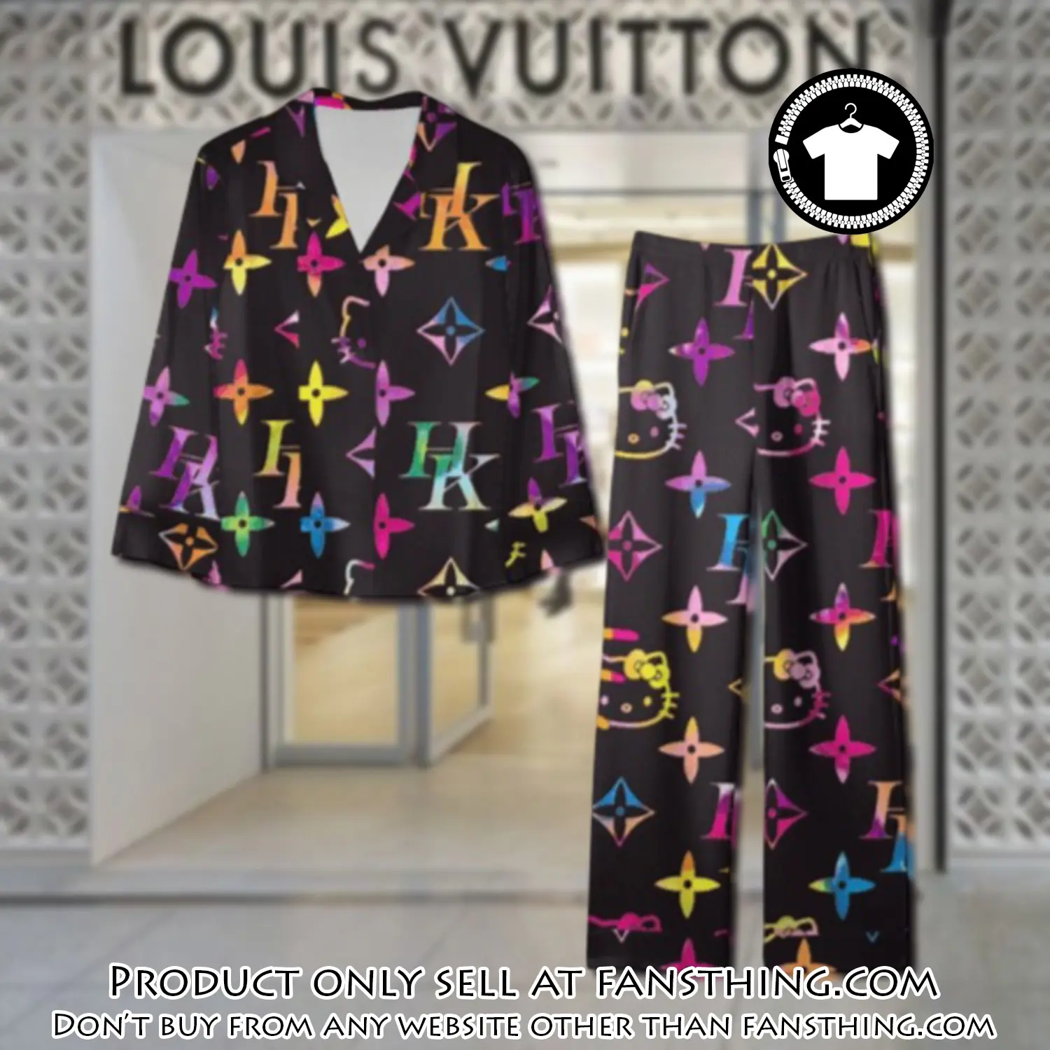 Trending luxury lv satin pajama set pjs1098 fst0718448